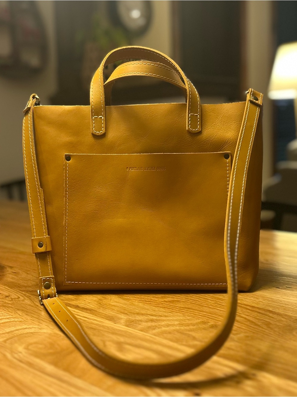 Portland Leather Goods Medium Mango Leather Tote Bag with Removable Strap - Picture 2 of 11